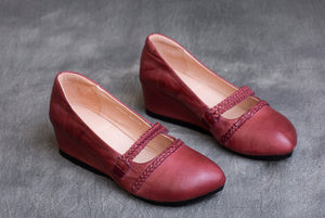 Giày da retro đế cao quai bện - NU5678