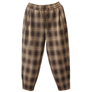Quần baggy retro lưng thun kẻ caro ống côn - NU8049