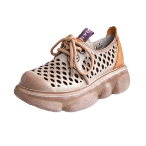 Giày da retro Sneaker đục lỗ để bằng - OD0641