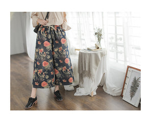 Quần baggy denim ống loe in hoa lá - NU2673 - kamaka.vn - thời trang nhật