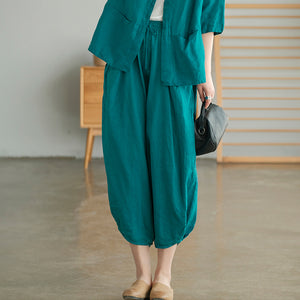 Quần baggy linen lưng thun túi tròn - NU5589