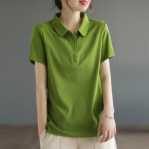 Áo T-shirt ngắn tay cổ pipi 4 khuy - NU8427