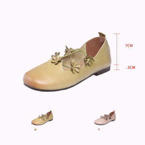 Giày da retro đế bệt xỏ dây đính hoa - NU5642