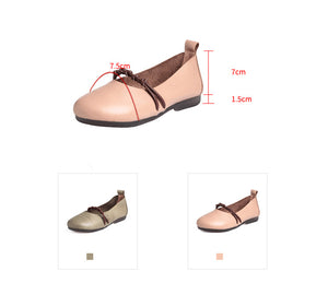 Giày da retro đế bệt dây kiểu thắt nút - OD0650