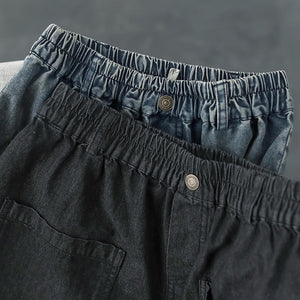 Quần sooc denim lưng thun  túi vuông một khuy cài - NU8604