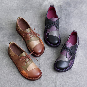 Giày retro mảng màu thắt dây - NU4246