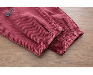 Quần baggy nhung tăm lưng thun ghép vải hoa - NU8092