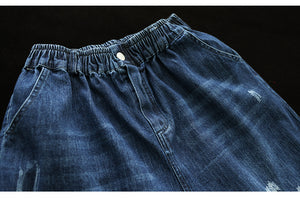 Quần baggy denim retro lưng thun kiểu sờn - NU8279