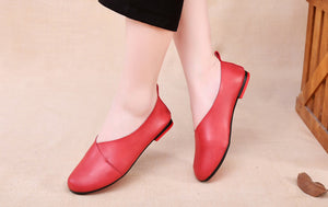 Giày da retro Morigirl đế bệt mũi tròn - NU4815