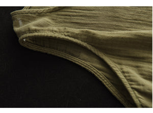 Áo T-shirt linen sát nách cổ V kiểu xếp ly - NU8406