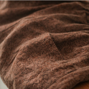 Quần baggy linen lưng thun hoa văn trừu tượng ống rộng - NU7085