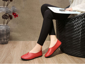 Giày da retro đế bệt một màu may thủ công - NU5484