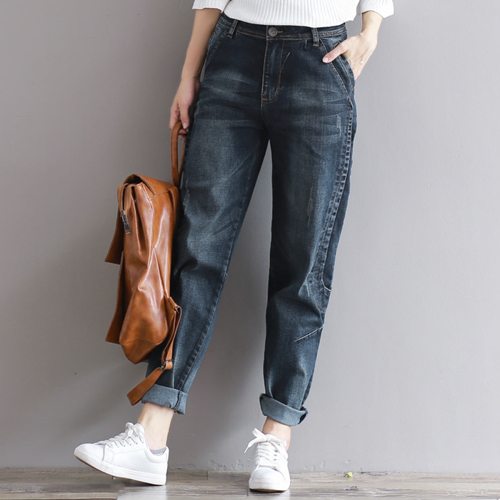 Quần baggy denim một màu túi kiểu - NU2108