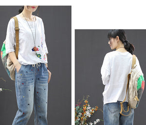 Quần baggy denim thêu tam giác nhỏ - NU2451 - kamaka.vn - thời trang nhật