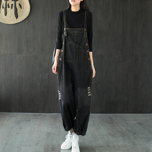 Quần baggy yếm denim retro túi kiểu sờn - NU6618