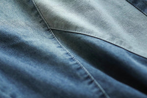 Quần baggy lửng denim lưng thun mảng màu - NU8297