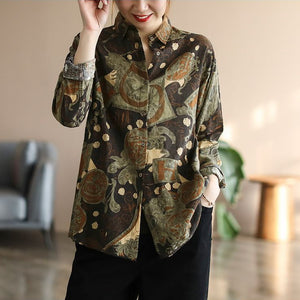 Áo sơ mi dài tay cổ đức in họa tiết trừu tượng - NU7528