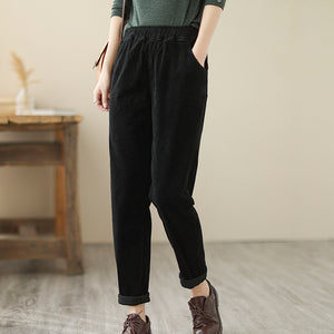 Quần baggy nhung tăm lưng thun hai túi chéo - NU8166