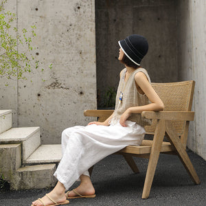 Quần baggy linen lưng thun dây rút một màu - NU8358