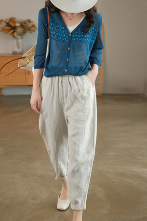 Quần baggy linen lưng thun một túi xéo kiểu - NU6838