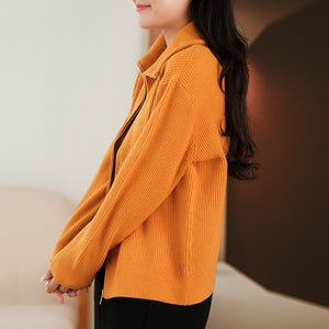 Áo khoác len dài tay cổ đứng khóa kéo - NU7973