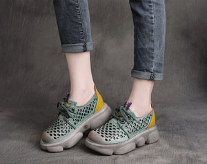 Giày da retro Sneaker đục lỗ để bằng - OD0641