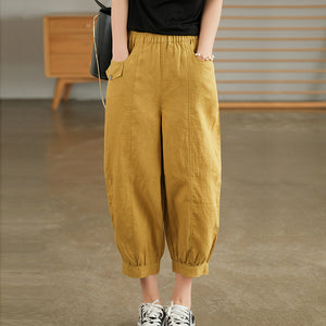 Quần baggy linen lưng thun hai túi nắp kiểu - NU7179