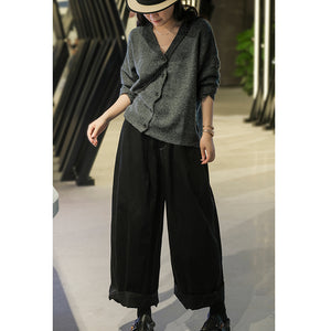 Áo khoác len cashmere dài tay cổ V kiểu gân nổi - NU7734