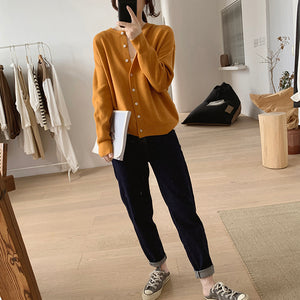 Áo khoác cardigan len dệt kim dài tay cổ tròn - NU7818