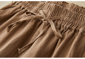 Quần baggy linen lưng thun dây rút hai túi chéo - NU8284