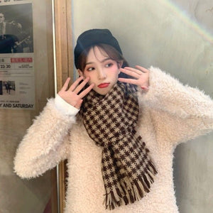 Khăn quàng len cashmere kẻ sọc ngôi sao - NU7799