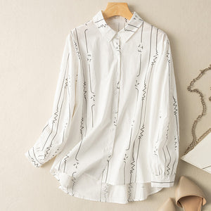 Áo sơ mi dài tay cổ đức vạt mullet in đừng ziczac - NU7596