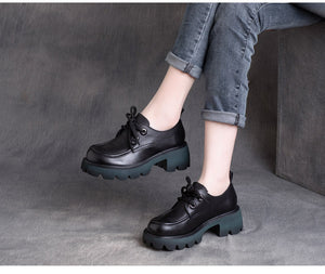 Giày da oxford retro đế cao cột dây - OD0845