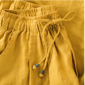Quần baggy linen lưng thun dây rút hai túi chéo - NU6729