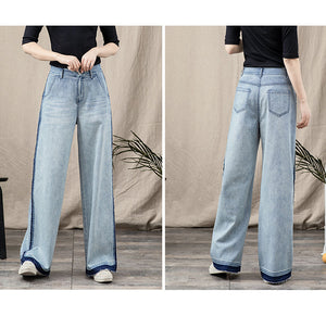 Quần baggy denim viền thô ống rộng - NU8236