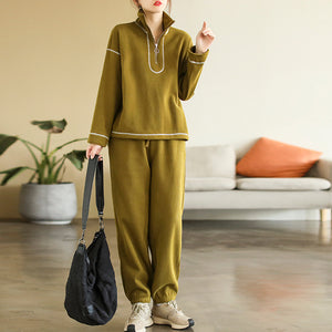Bộ đồ thể thao gồm áo T-shirt dài tay cổ đứng và quần baggy lưng thun - NU7995