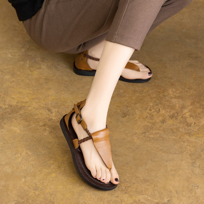 Dép da retro xỏ ngón quai bện thừng - OD0659