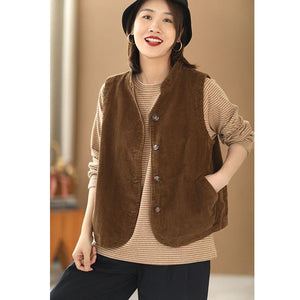 Áo khoác gile nhung sát nách cổ đứng - NU7698