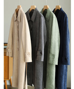 Áo khoác trench coat da lộn dài tay - NU7937