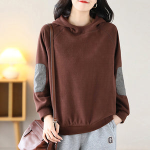 Áo hoodies dài tay kiểu chắp vá vải caro - NU8170