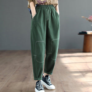 Quần baggy retro lưng thun trần gối - NU8035