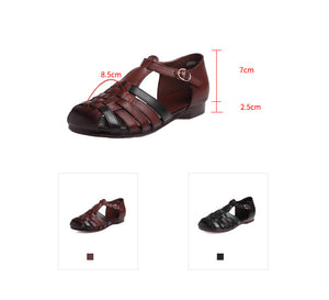 Giày da retro đan caro để bệt khóa cài - OD0643