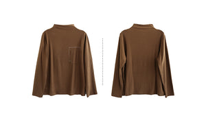 Áo T-shirt dài tay cao cổ một túi kiểu - NU8112