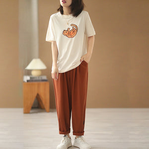 Áo T-shirt ngắn tay cổ tròn in chú hổ - NU6707