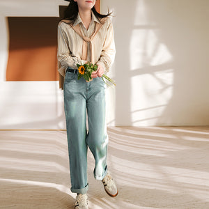 Quần baggy denim ống đứng kèm thắt lưng - NU8307