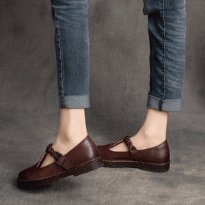 Giày da retro quai đan thủ công khóa cài - OD0705