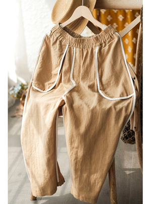 Quần baggy linen lưng thun một màu hai túi chéo - NU6929