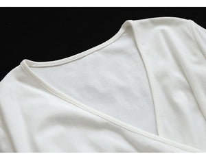 Áo T-shirt ngắn tay cổ V vạt chéo xếp ly - NU8303