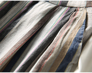 Quần baggy linen kẻ sọc ống rộng - NU5382