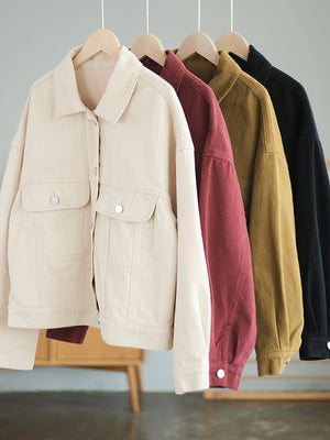 Áo khoác jacket denim dài tay cổ đức hai túi vuông - NU7746